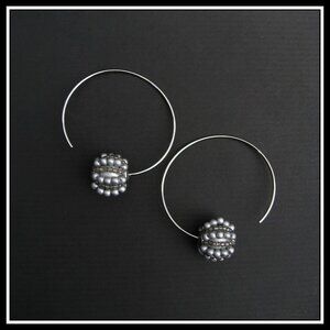 Dyrberg/Kern Spinn silver beaded hoop earrings